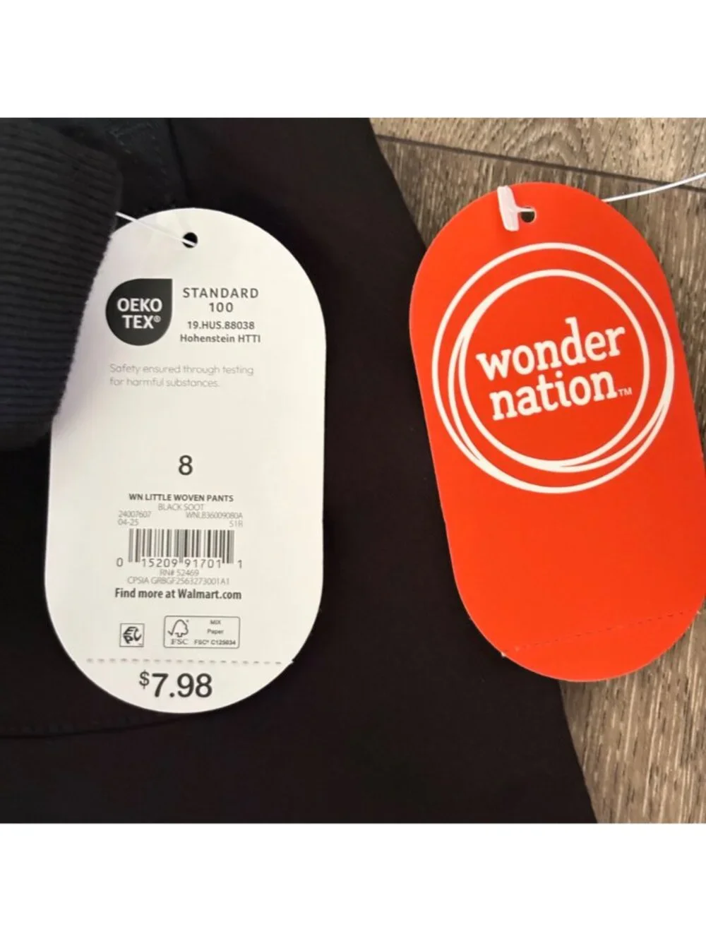 Wonder Nation Boys Black Woven Pants Drawstring Size 8 Durable Everyday Wear